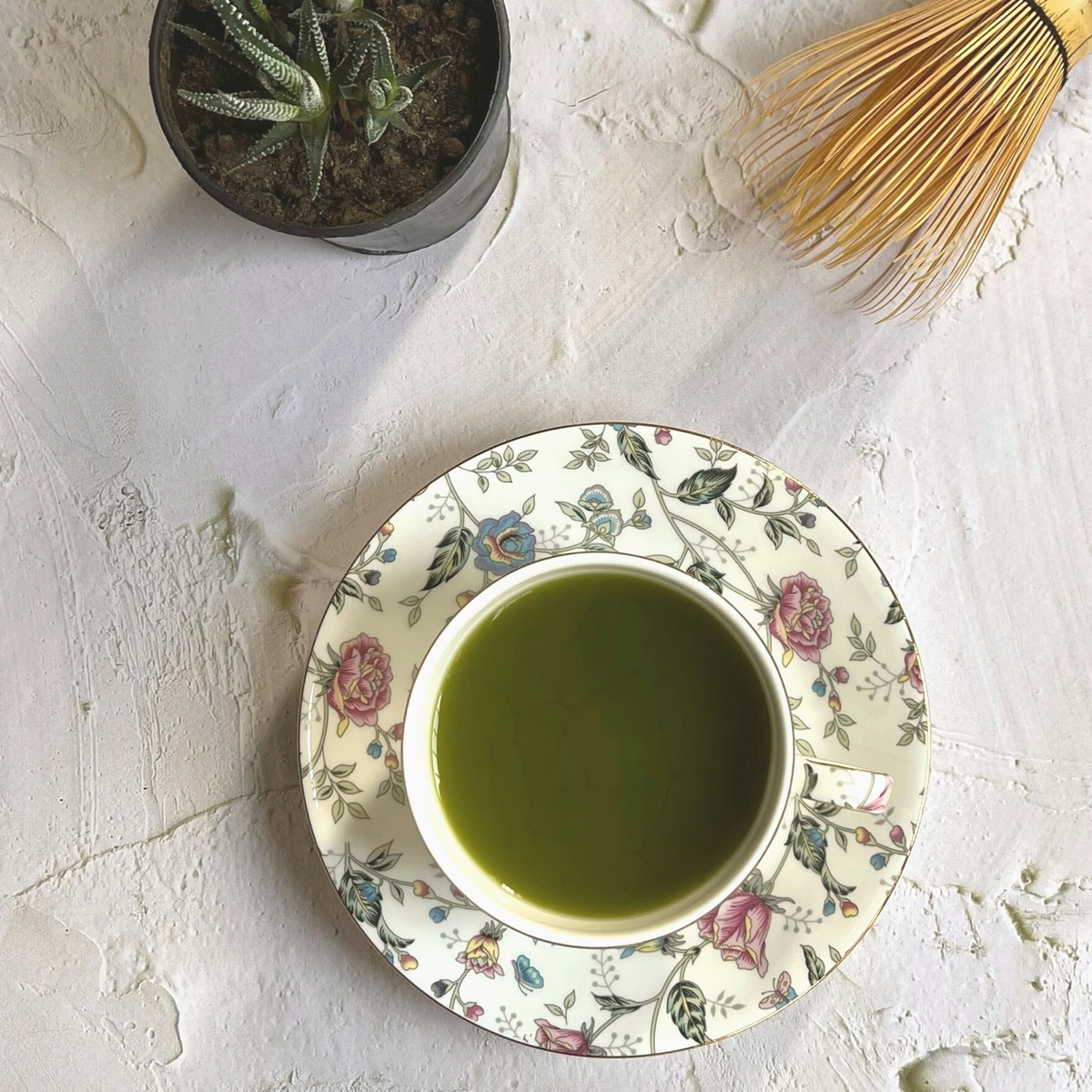 Whisked Berry Matcha Green Tea in a tea bowl