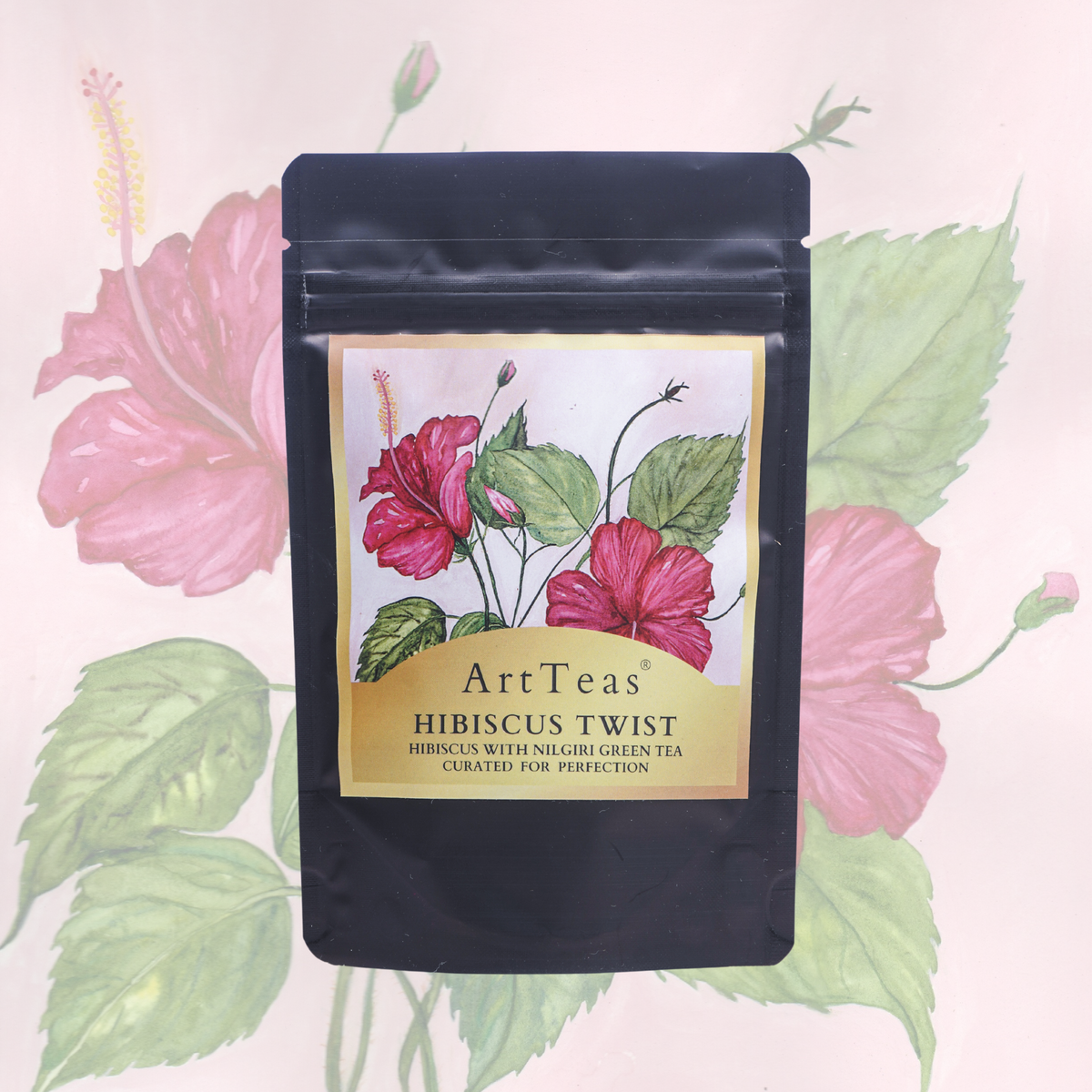 ArtTeas® Hibiscus Green Tea premium loose leaf tea pouch