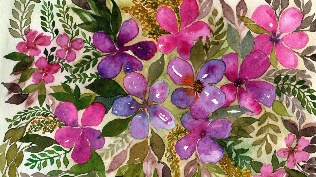 Original botanical watercolor paintings by founder Aarti used on ArtTeas®  tea packaging, blending handcrafted art with premium Indian teas.