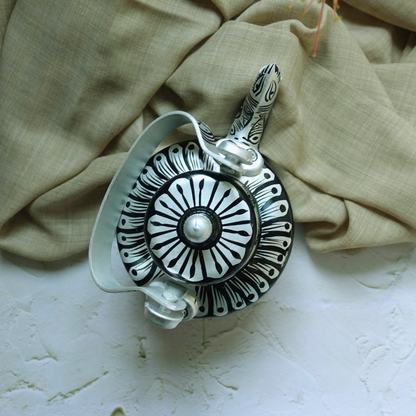 Top view of hand painted black & silver kettle by ArtTeas®