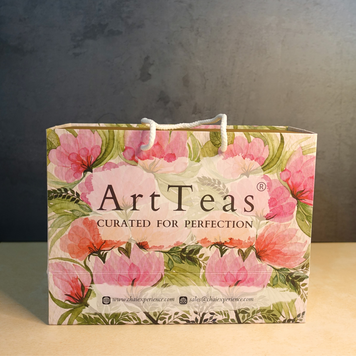  ArtTeas® Pink and White Floral Bag - handpainted