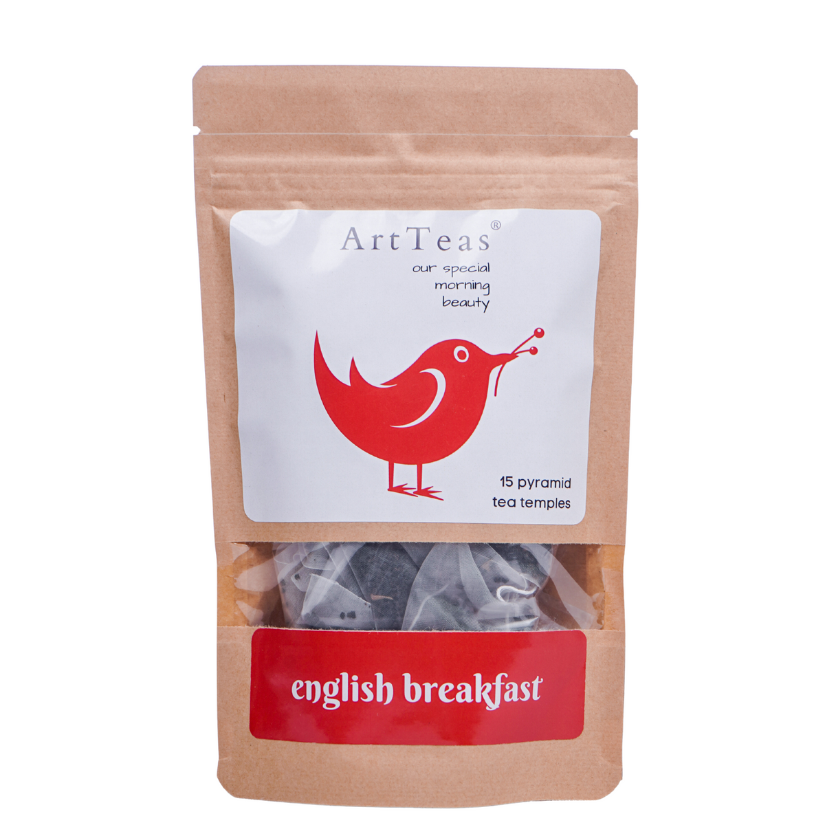 ArtTeas® English Breakfast pyramid tea bags with botanical art - part of Flavours of Assam Gift box