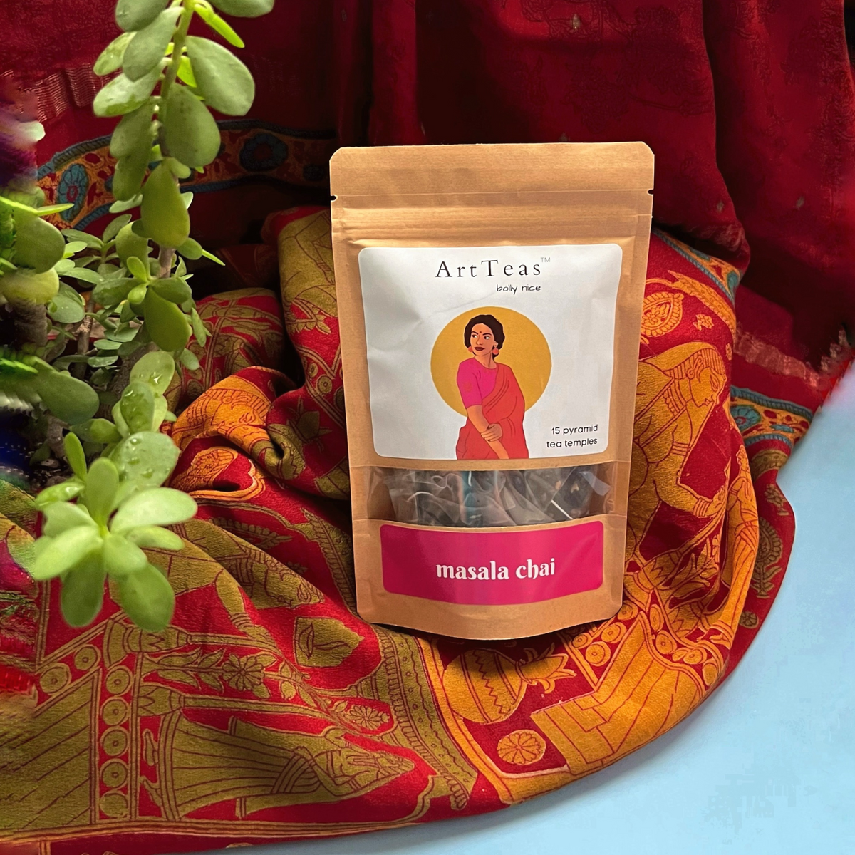 ArtTeas® Masla Chai pyramid tea bags with Indian styling - authentic spiced chai tea gifts India