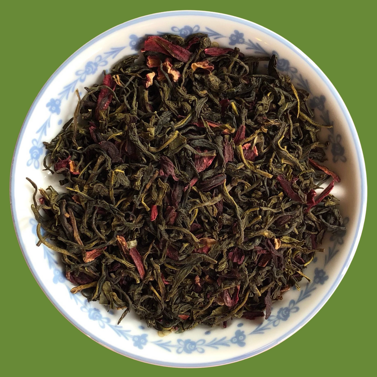 Premium loose leaf Hibiscus Nilgiri Green Tea leaves by ArtTeas