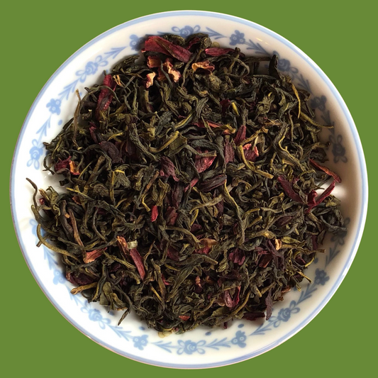 Premium loose leaf Hibiscus Nilgiri Green Tea leaves by ArtTeas