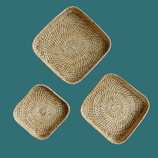 Handwoven Cane Tray 12" x 12 Online - ArtTeas® 
