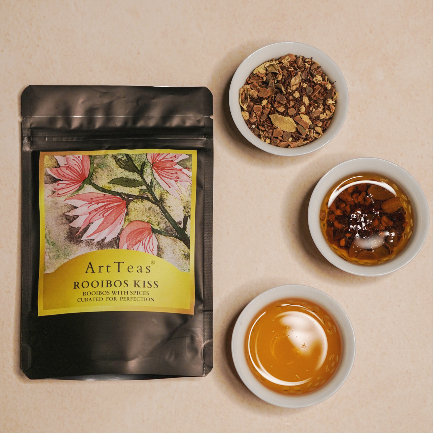 ArtTeas® Rooibos Kiss with spices pouch — South African red bush tea with cinnamon cardamom ginger India