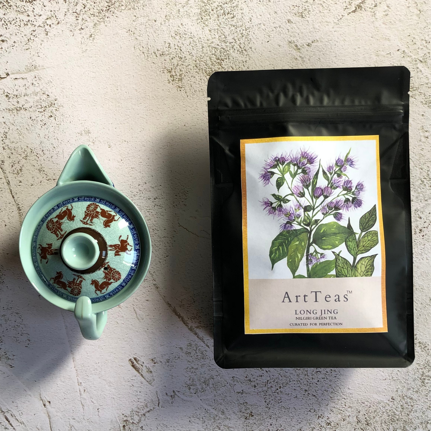 Long Jing green tea packaging by ArtTeas® with loose leaf tea