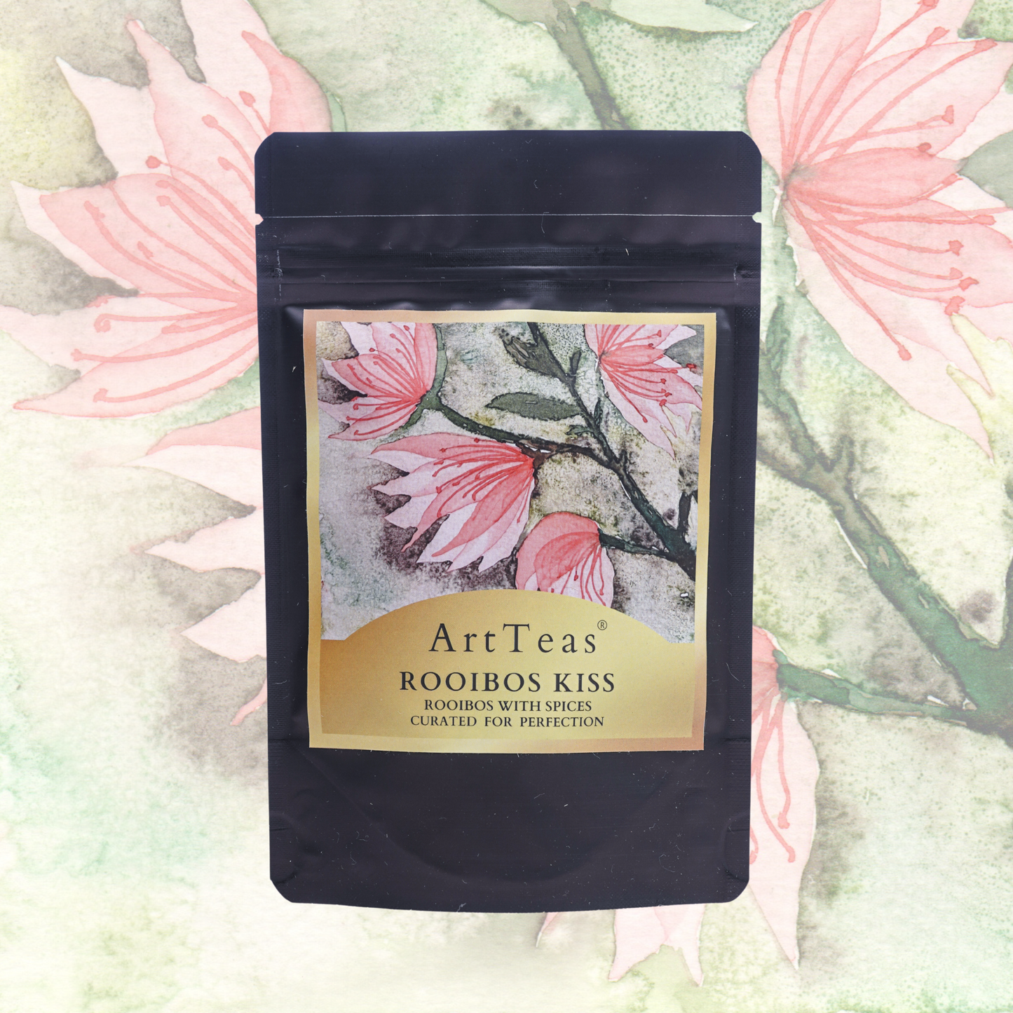 ArtTeas® Rooibos Kiss South African rooibos herbal tea with botanical wildflower watercolor art — caffeine free tea India