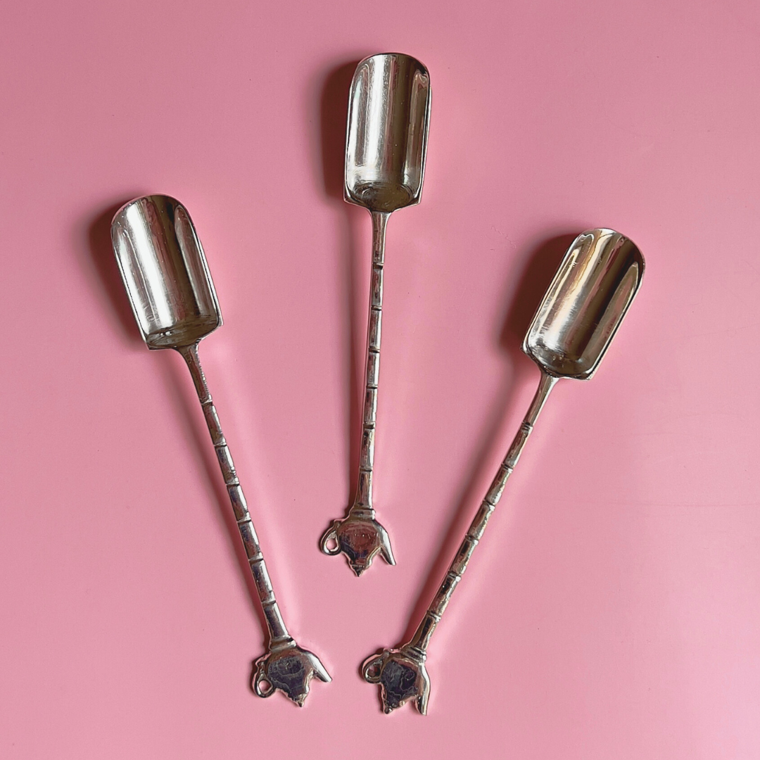 ArtTeas® Set of silver plated tea measuring spoons with decorative teapot handles