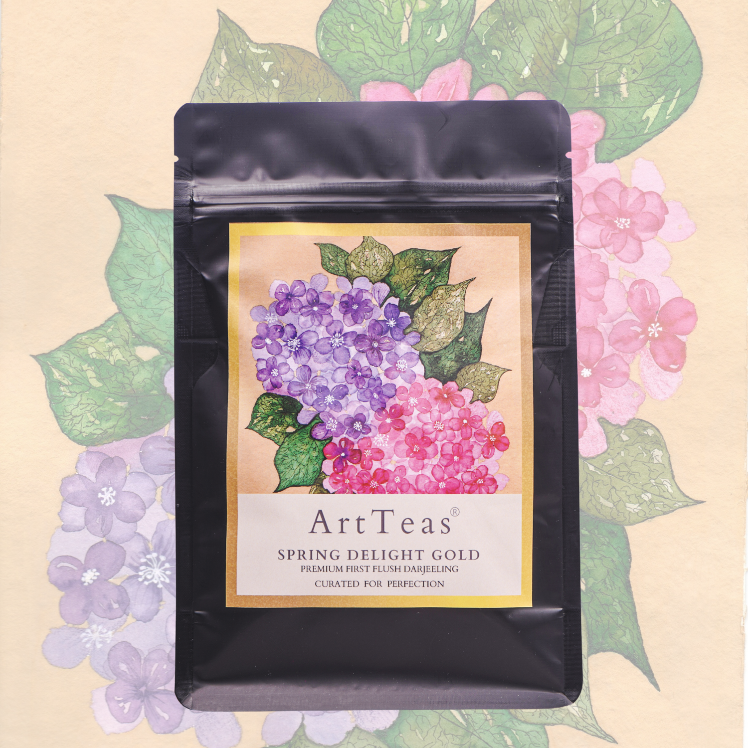 ArtTeas® Spring Delight Gold Darjeeling First Flush Tea packaging