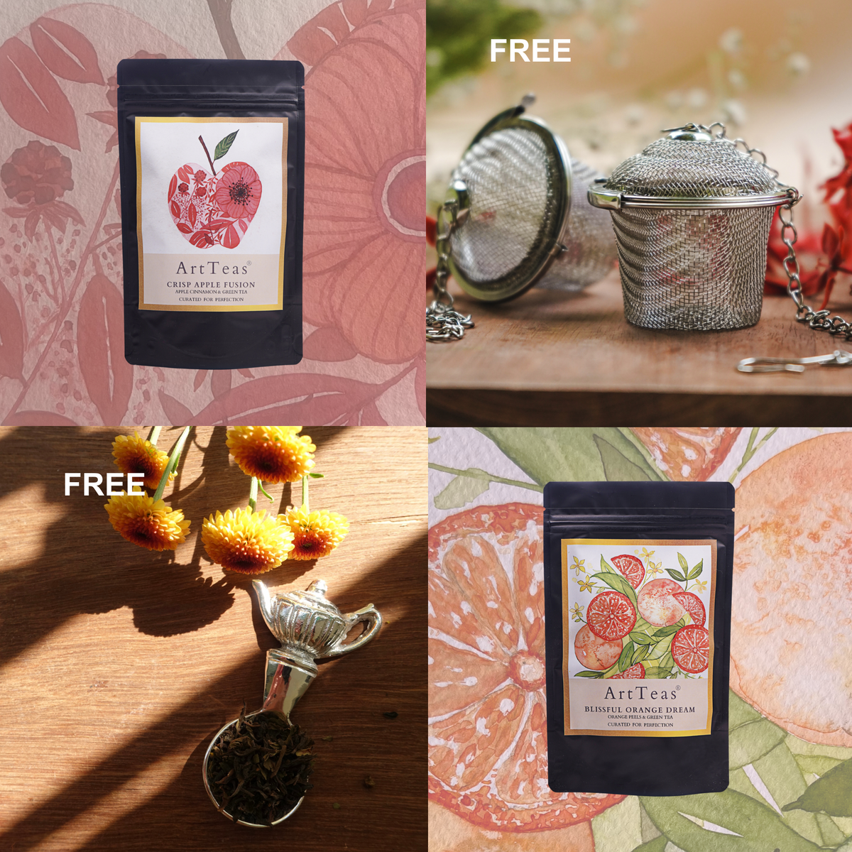 Tea Spoon & Infuser Free in Heritage Tea Sampler box by ArtTeas® 