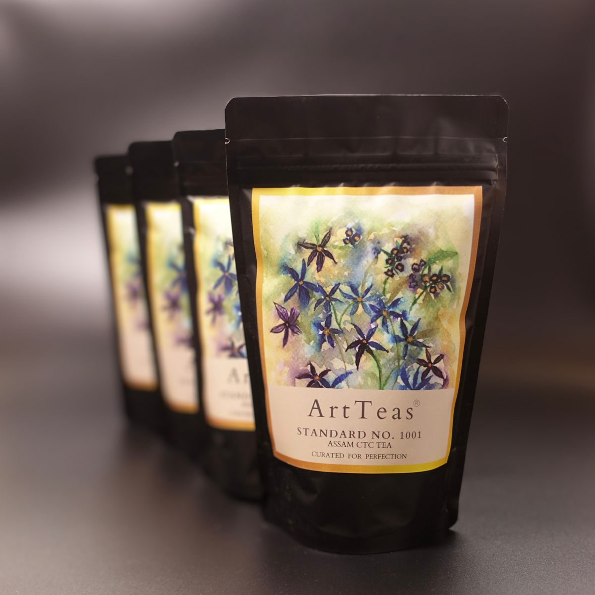 ArtTeas® Std 1001 Assam CTC Tea 1kg multipack with Original watercolor label artwork 