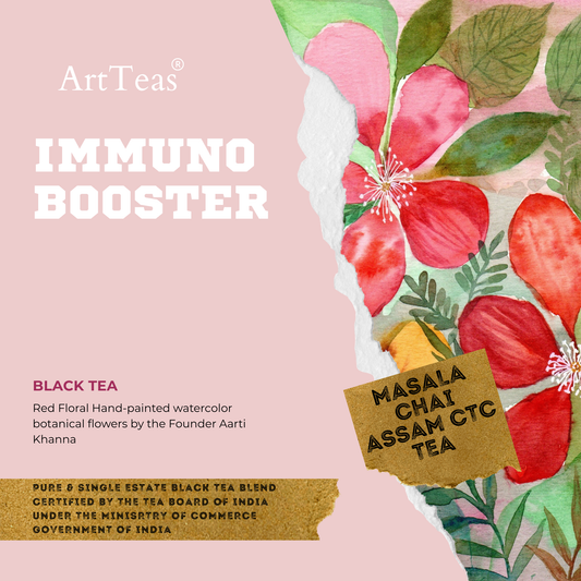 ArtTeas Immuno Booster Assam Masala Chai loose leaf black tea with cardamom, cinnamon, ginger, cloves and black pepper