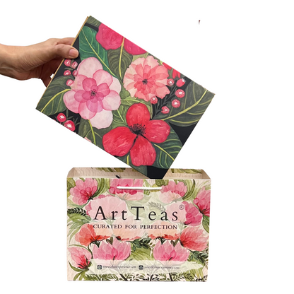 Handcrafted  ArtTeas® floral watercolor greeting card included in every Flavours of Assam tea gift box