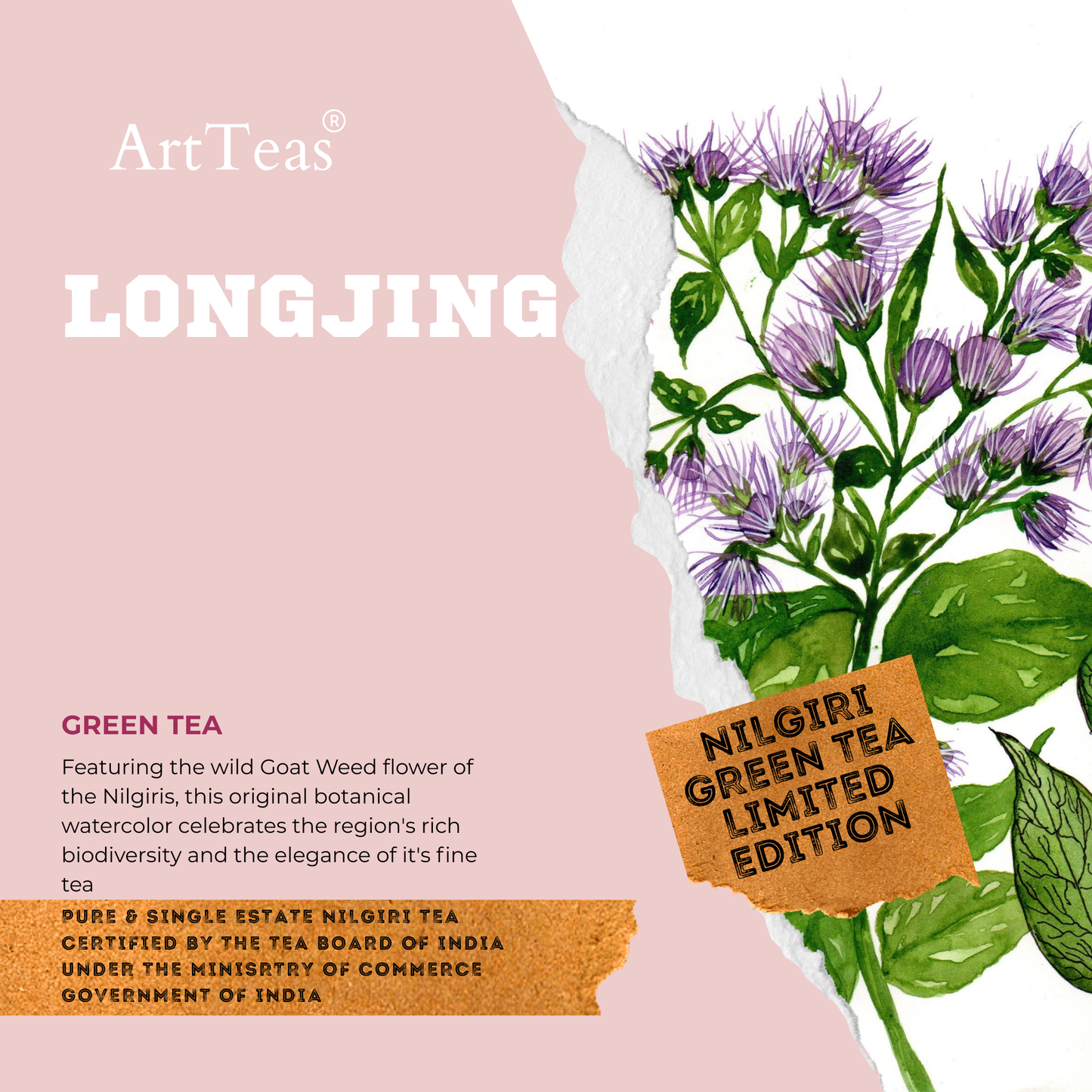 Long Jing Dragon Well loose leaf green tea by ArtTeas®  -premium Nilgiri green tea limited edition 