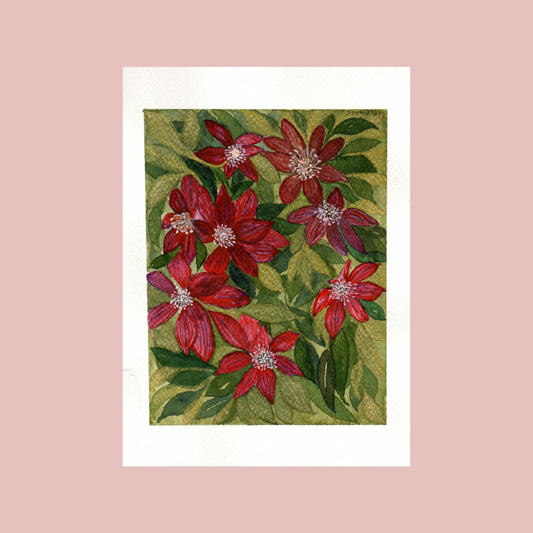 Red Floral Watercolor Paintings by Founder