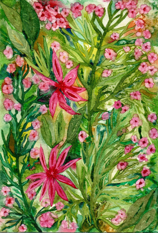 Pink Flower Watercolor Paintings in India by ArtTeas® 